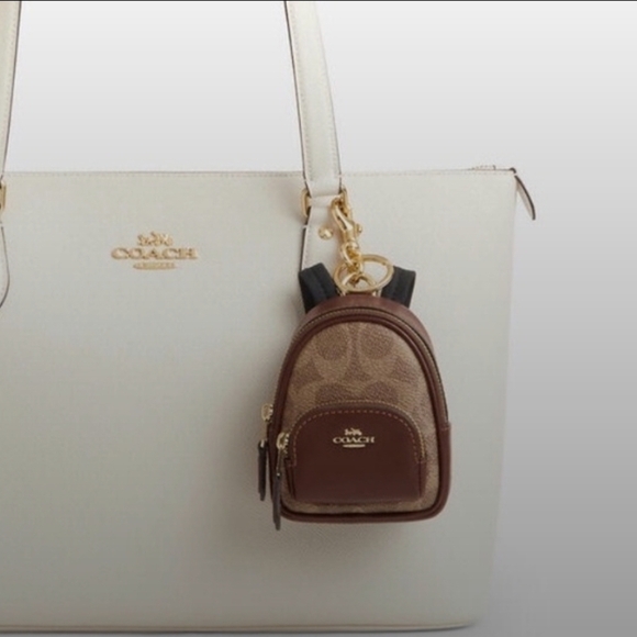 Coach Brown Mini Backpack Keychain - Picture 2 of 7